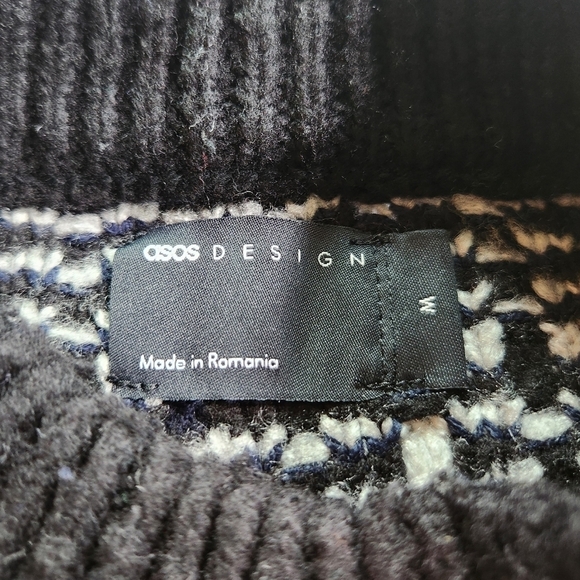 ASOS Design Mens Knitted Check Sweater sz M - Picture 5 of 7